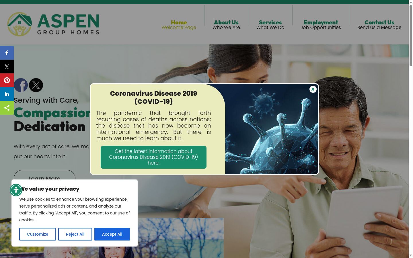 Screenshot of the consent banner shown before any interaction
