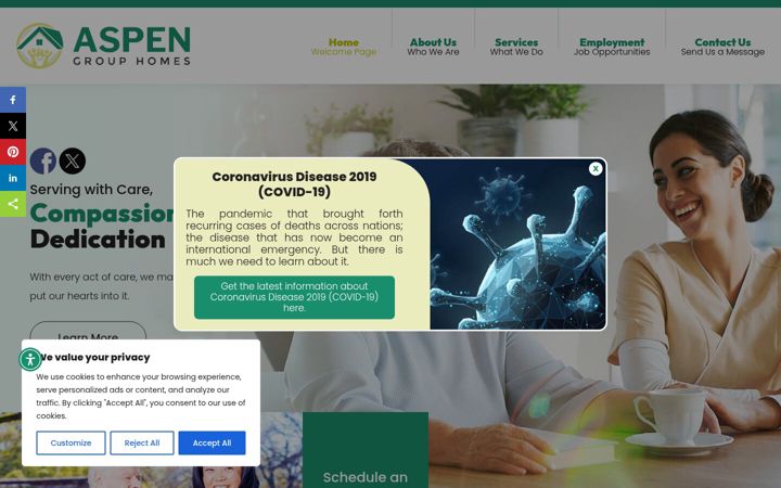 Screenshot of aspengrouphomes.com