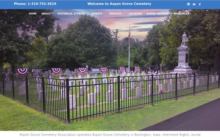 Screenshot of aspengrovecemetery.com