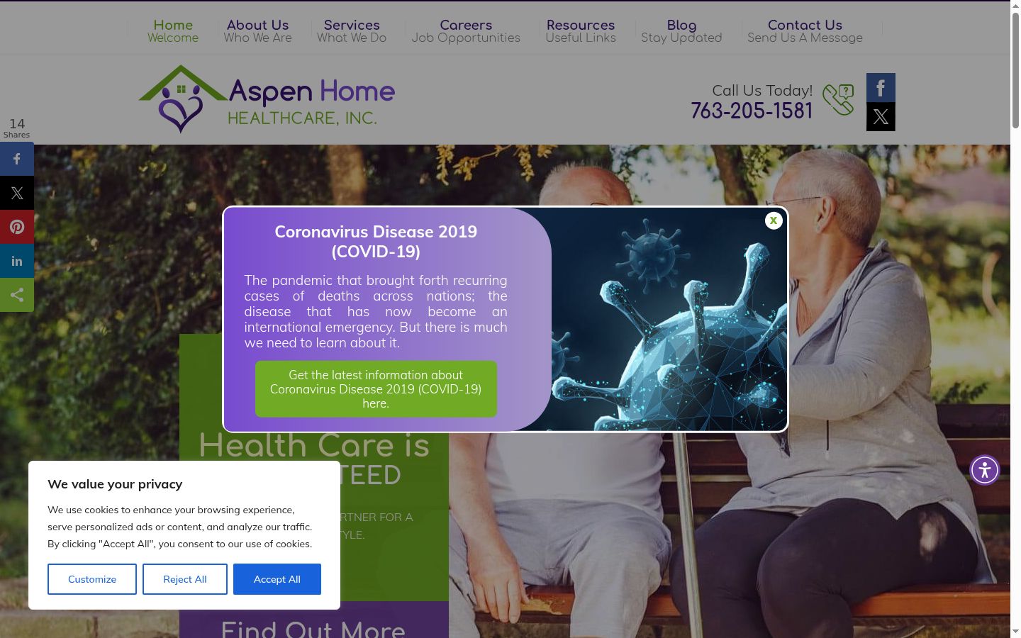 Screenshot of the consent banner shown before any interaction