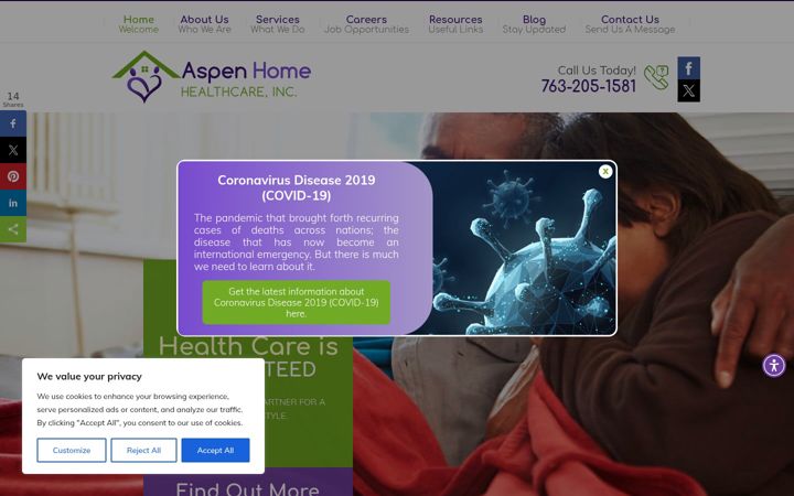 Screenshot of aspenhhc.com