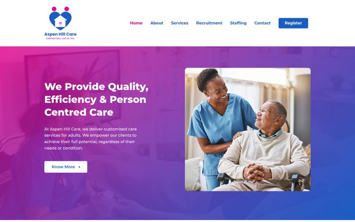 Screenshot of aspenhillcare.co.uk