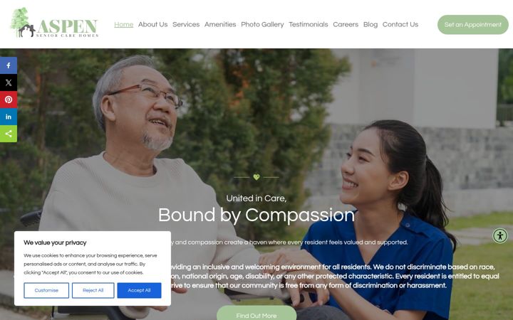 Screenshot of aspenhomeforseniors.com