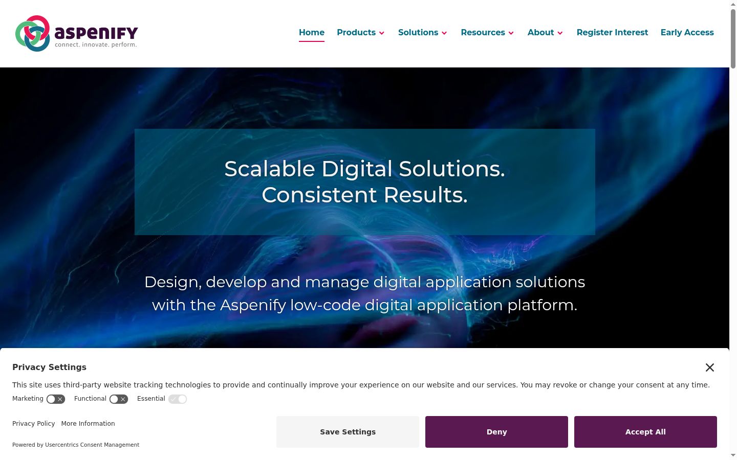 Screenshot of the consent banner shown before any interaction