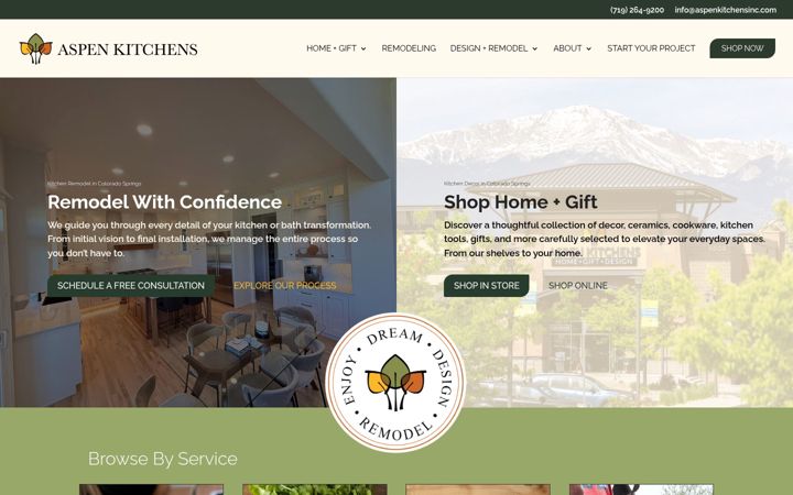 Screenshot of aspenkitchens.com
