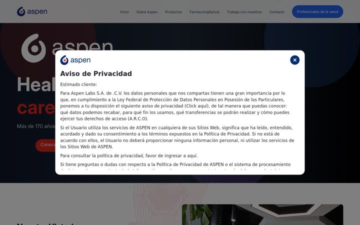 Screenshot of aspenlatam.com