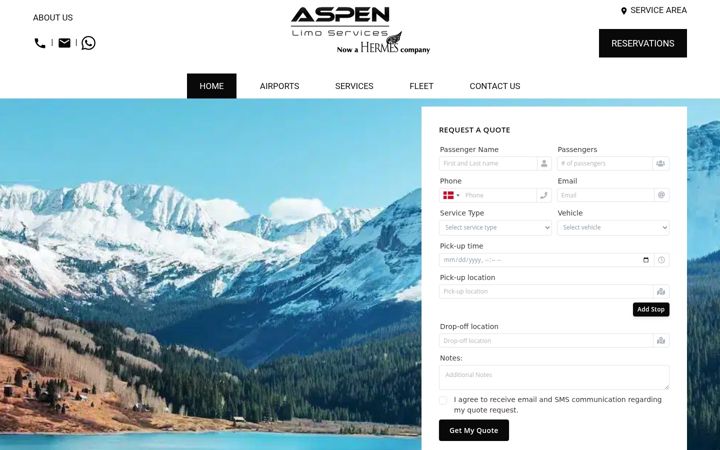 Screenshot of aspenlimoservices.com
