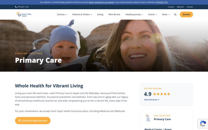 Screenshot of aspenmedicalcare.com