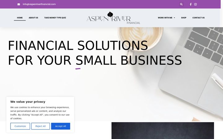 Skjermbilde av aspenriverfinancial.com