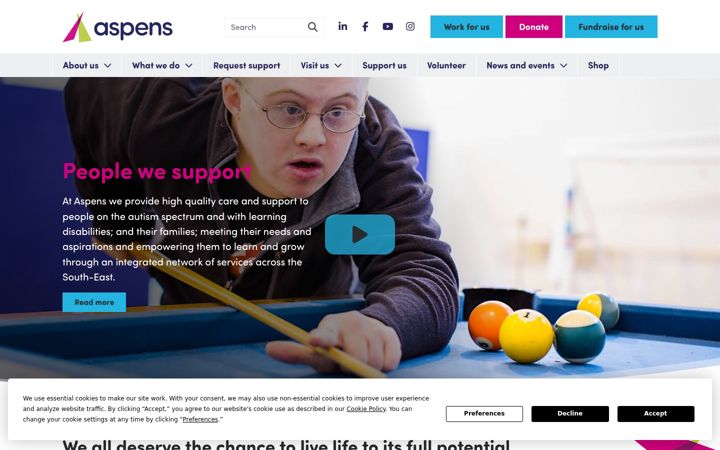 Screenshot of aspens.org.uk