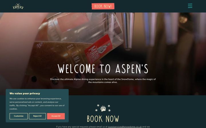 Screenshot of aspensbarandkitchen.co.uk