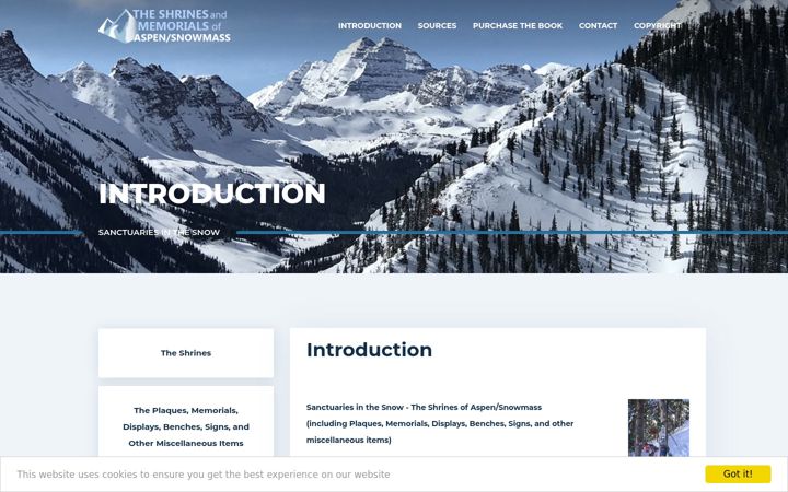 Screenshot of aspensnowmassshrines.com