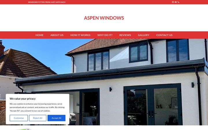 Screenshot of aspenwindows.co.uk