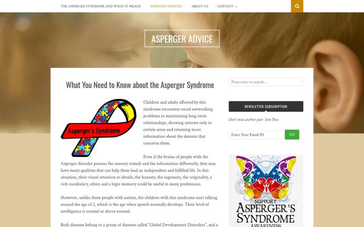 Screenshot of asperger-advice.com