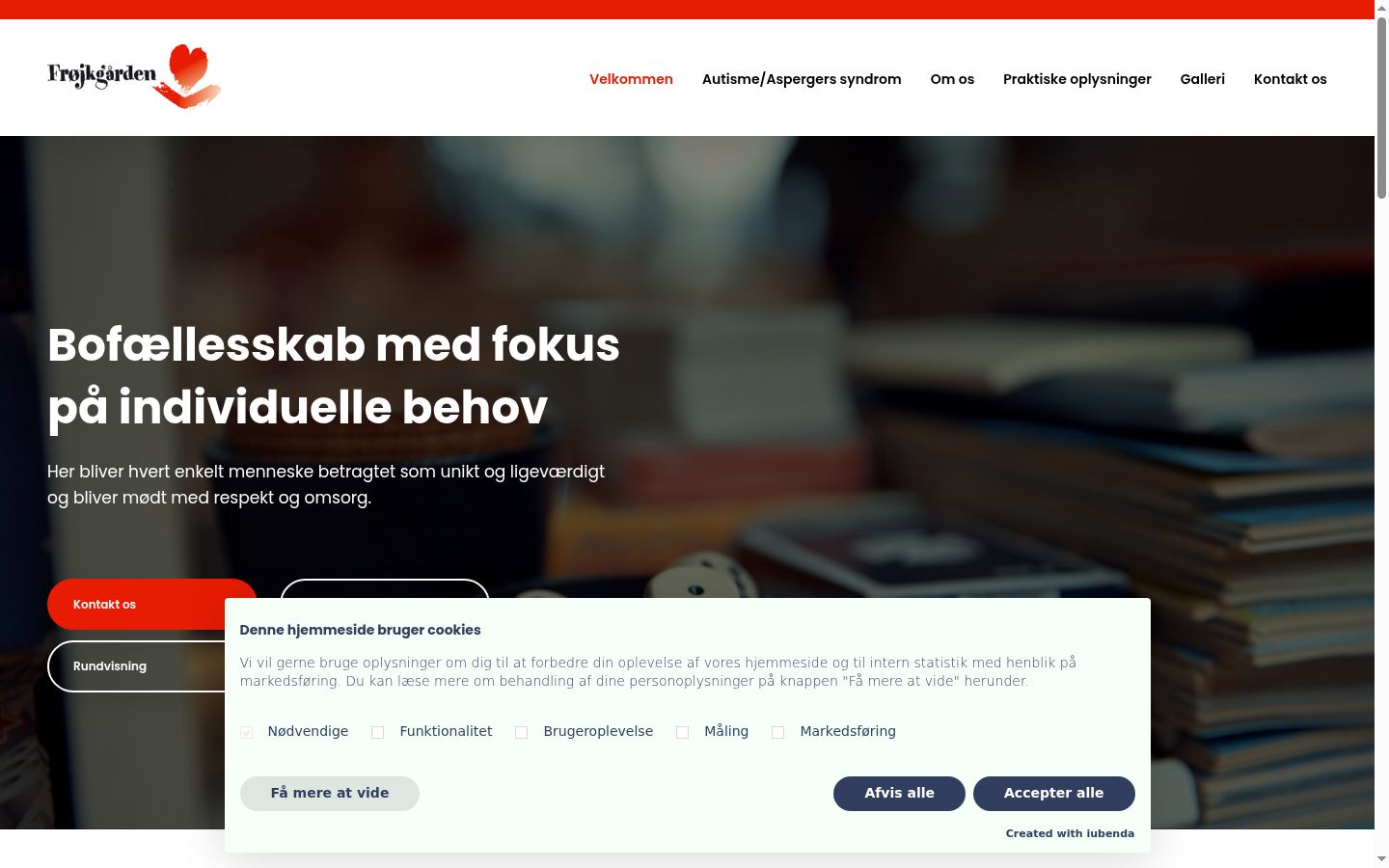 Skärmbild av samtyckesbannern som visades före någon interaktion