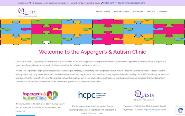 Kuvakaappaus sivustosta aspergersdiagnosis.co.uk