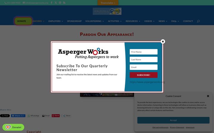 Kuvakaappaus sivustosta aspergerworks.org