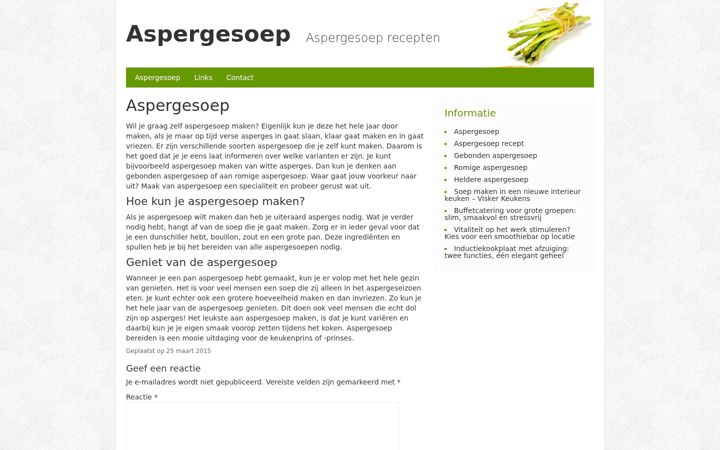 Kuvakaappaus sivustosta aspergesoep.info