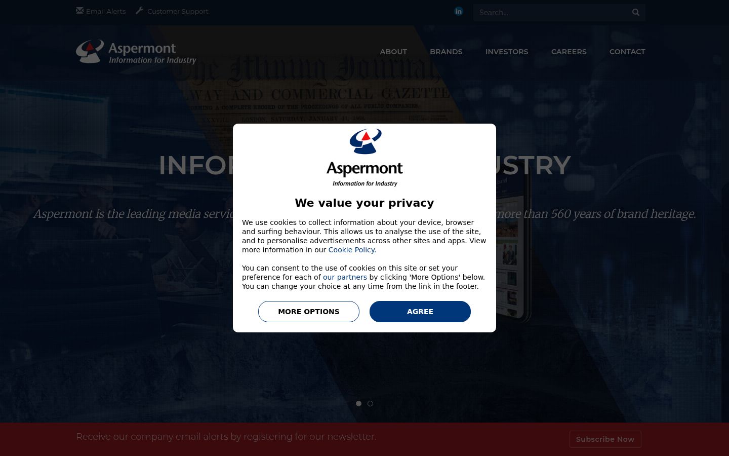 Screenshot del banner di consenso mostrato prima di qualsiasi interazione