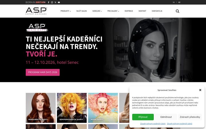 Skärmbild av asphair.cz