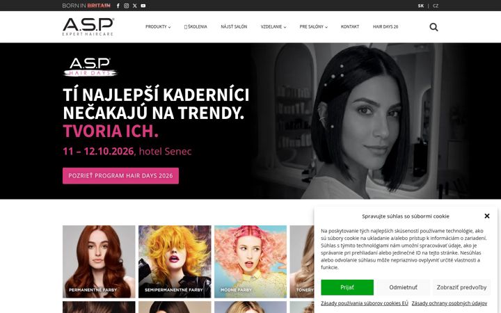 Skärmbild av asphair.sk