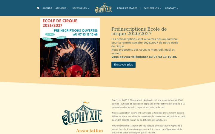 Ekraanipilt saidist asphyxie-cirque.fr
