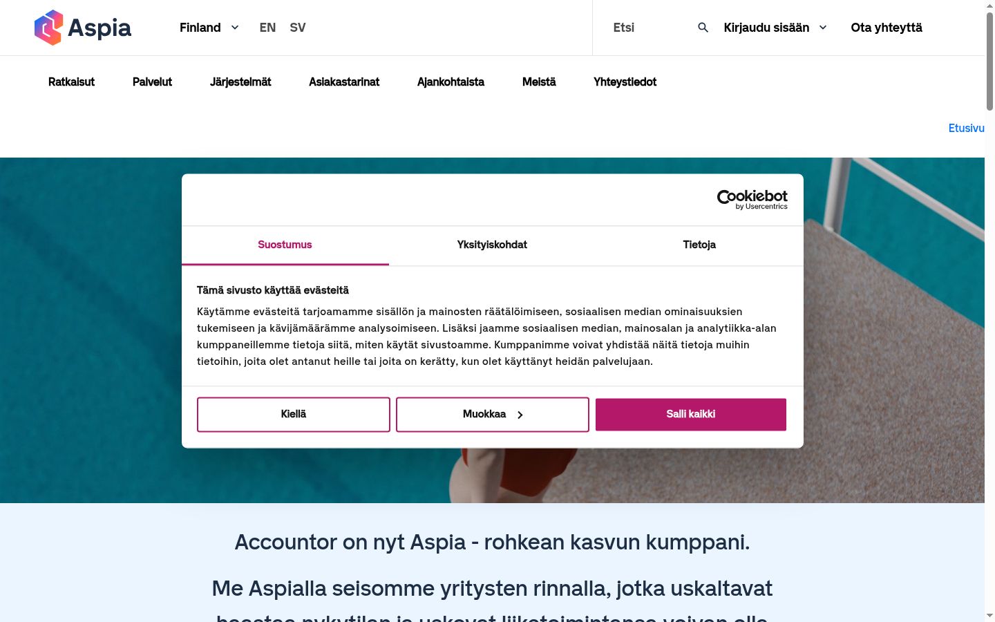 Skjermbilde av samtykkebanneret slik det vises før noen interaksjon