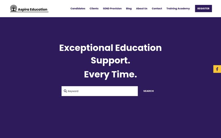 Screenshot van aspiraeducation.co.uk