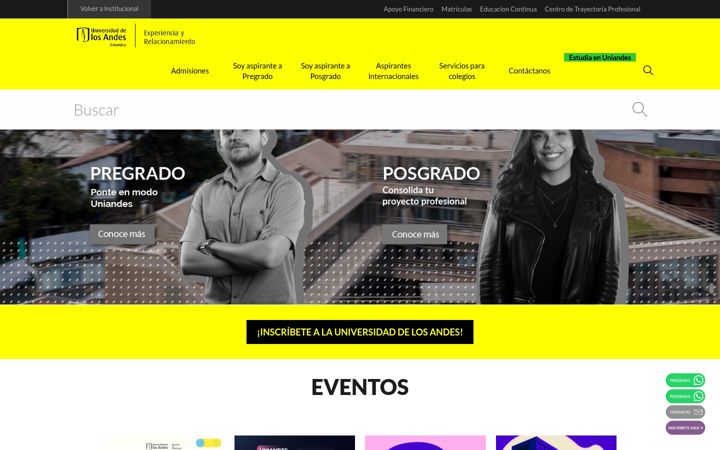 Screenshot of aspirantes.uniandes.edu.co