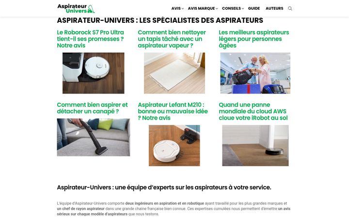 Screenshot of aspirateur-univers.com