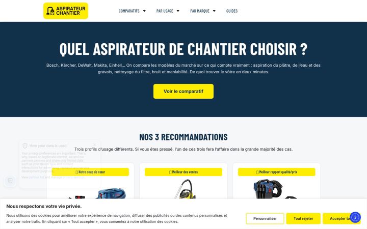Screenshot of aspirateurchantier.fr