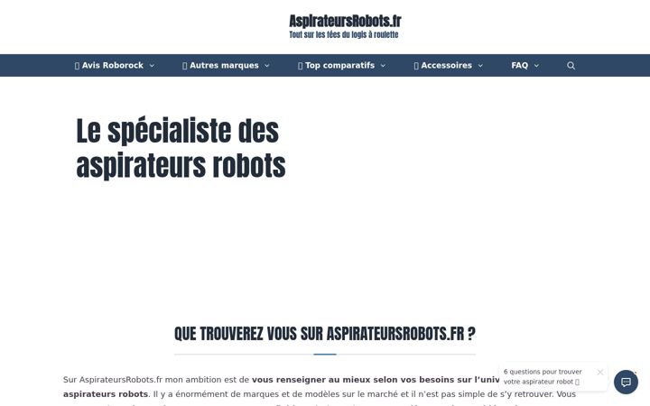Екранна снимка на aspirateursrobots.fr