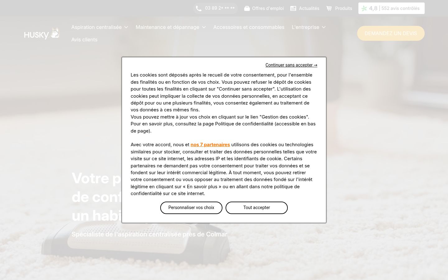 Screenshot des Einwilligungsbanners vor jeglicher Interaktion