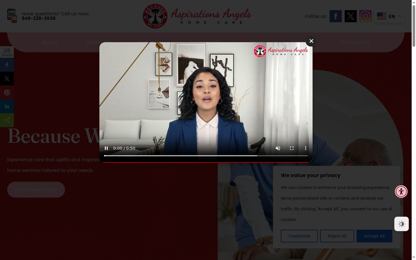 Screenshot van de toestemmingsbanner zoals getoond vóór enige interactie