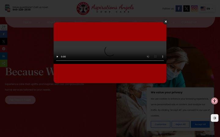 Екранна снимка на aspirationsangels.com