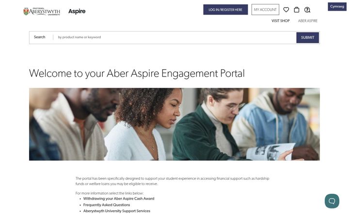 Screenshot of aspire-payments.aber.ac.uk