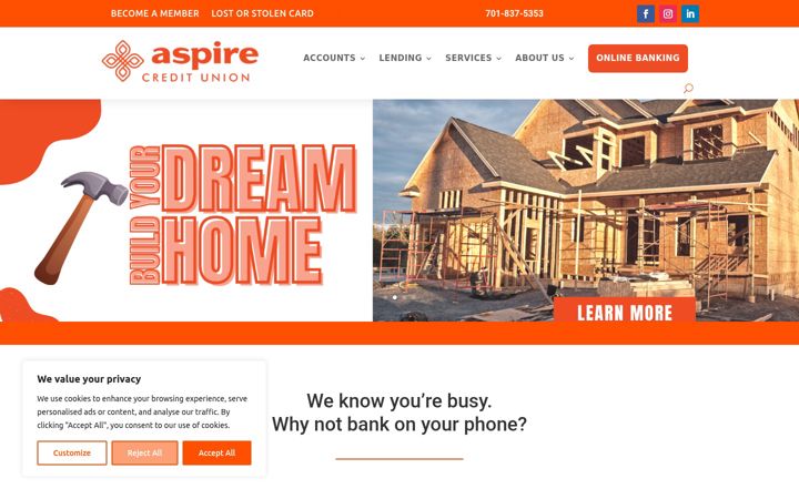 Snimka zaslona za aspire.creditunion