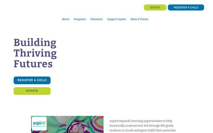 Screenshot of aspireafterschool.org