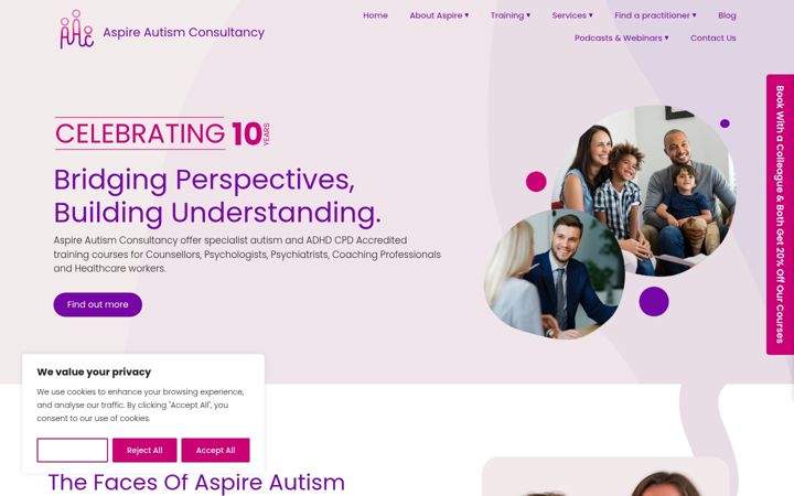 Skjermbilde av aspireautismconsultancy.co.uk