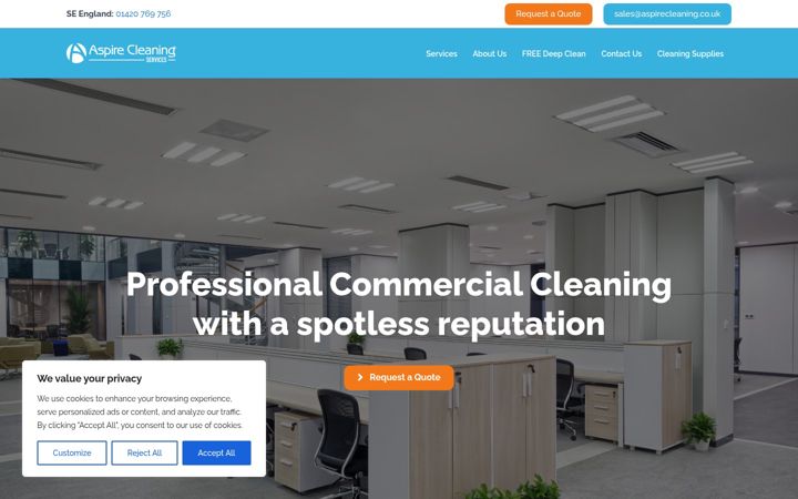 Screenshot of aspirecleaning.co.uk