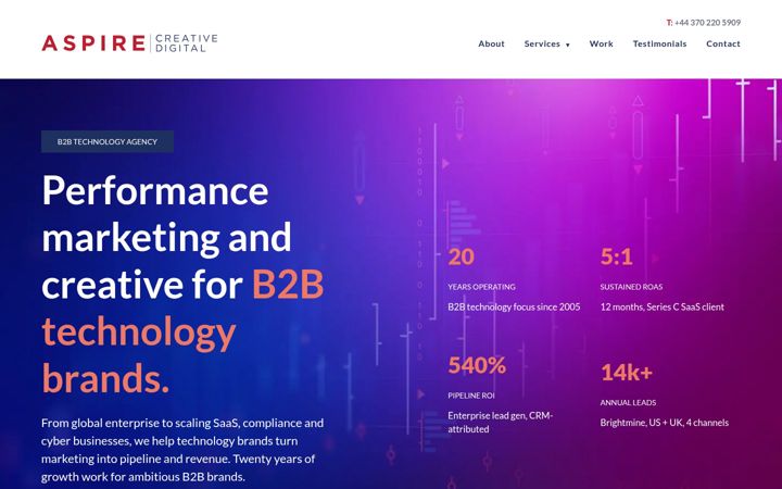 Screenshot of aspirecreative.co.uk
