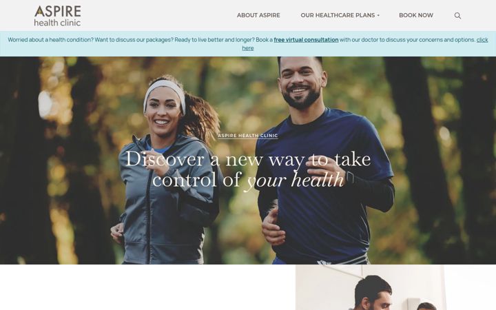 Screenshot of aspirehealthclinic.co.uk