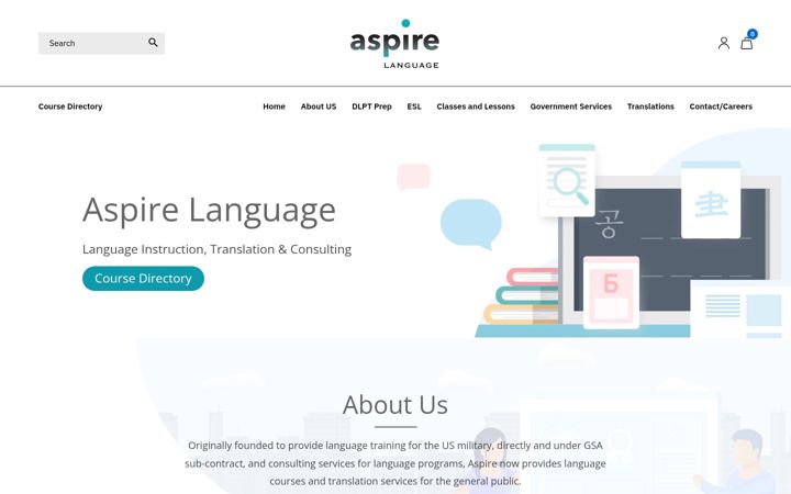 Screenshot of aspirelanguage.com