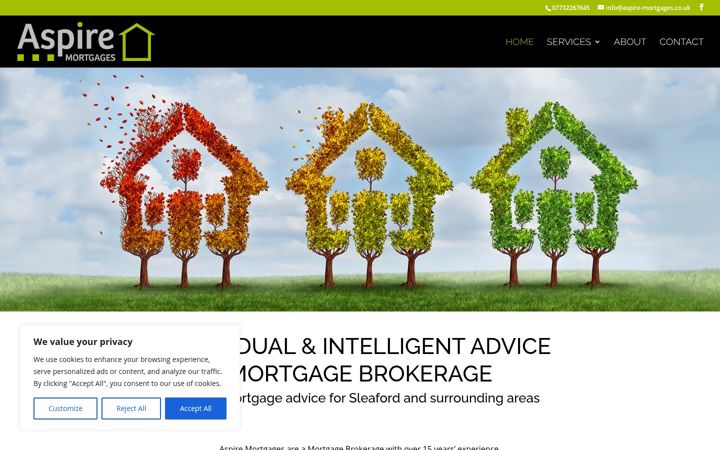 Snímek obrazovky aspiremortgages.com