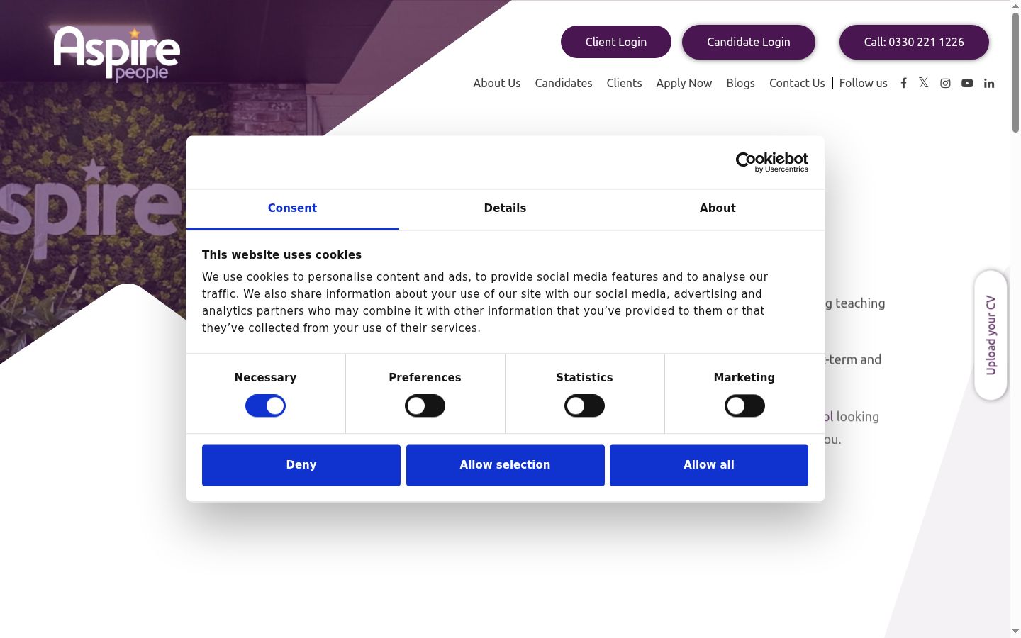 Screenshot of the consent banner shown before any interaction