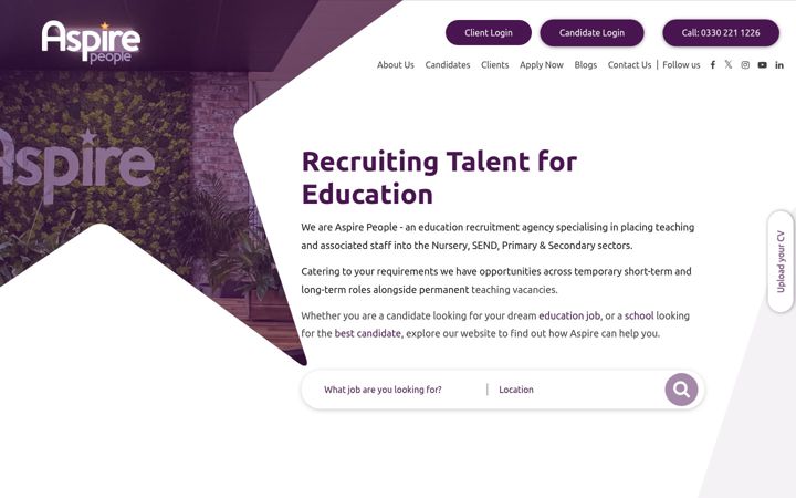 Captură de ecran a aspirepeople.co.uk