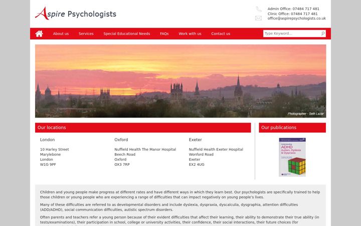 Captura de ecrã de aspirepsychologists.co.uk
