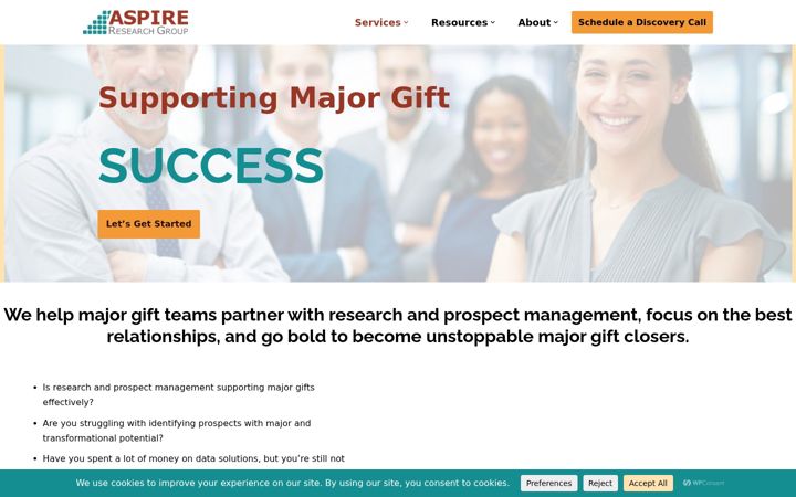 Screenshot of aspireresearchgroup.com