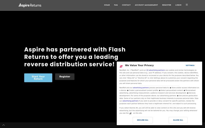 Screenshot of aspirereturns.com
