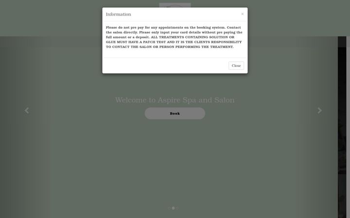 Screenshot of aspirespaandsalon.co.uk